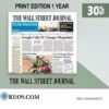 WSJ Renewal | WSJ Print Edition Subscription for 1 Year at 30% Discount